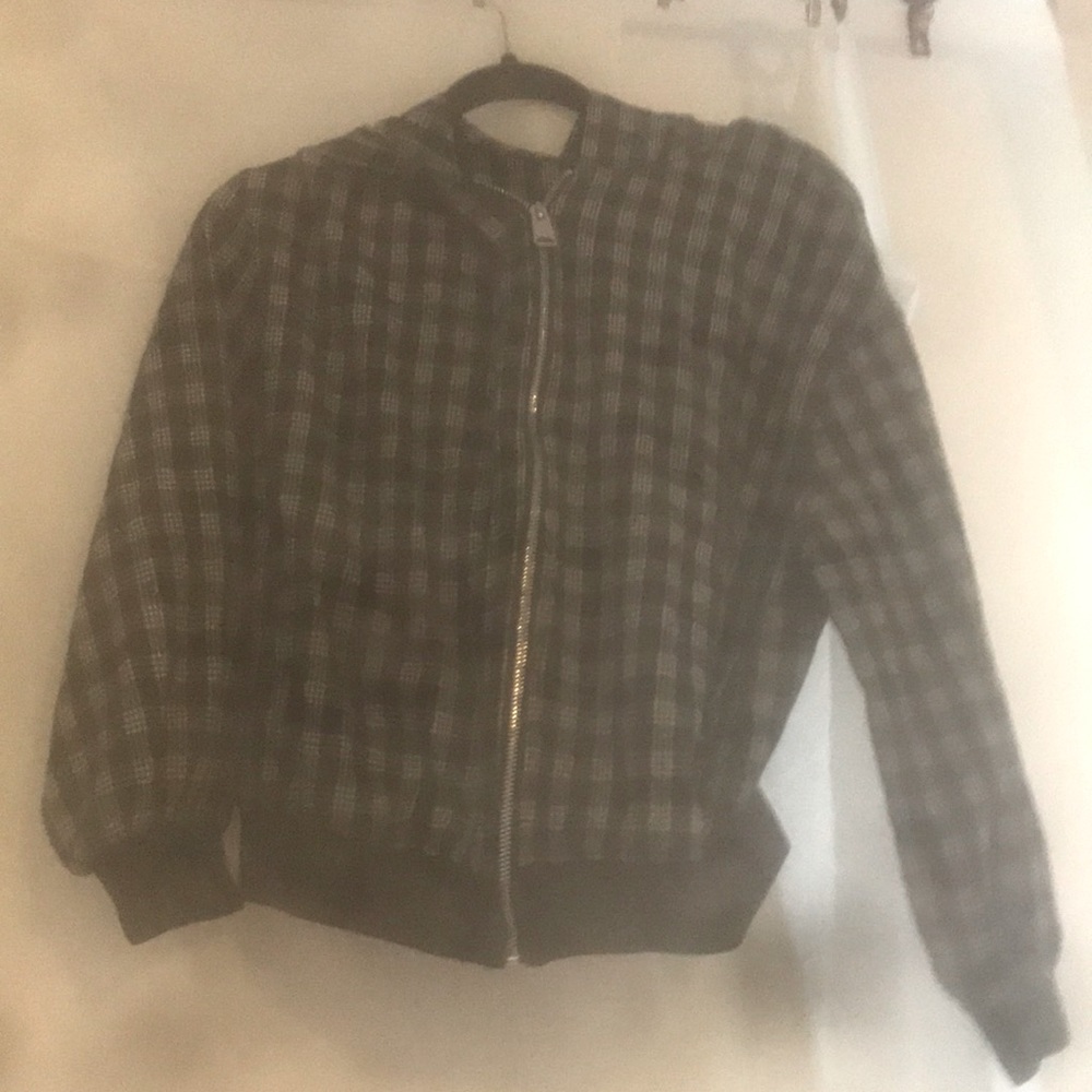 Zip up sweatshirt.